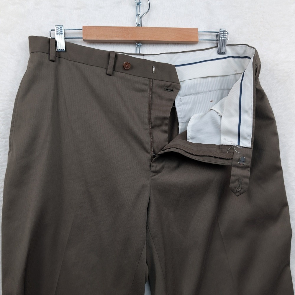VTG Ralph Lauren Dress Pants Men's 37x30 Brown Textured Straight Flat Front 90s